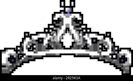 illustrazione vettoriale pixel art gioco corona regina tiara Illustrazione Vettoriale