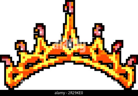 illustrazione vettoriale pixel art gioco corona tiara oro Illustrazione Vettoriale