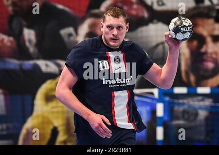 Parigi, Francia, Francia. 17th maggio, 2023. Dainis KRISTOPANS di PSG durante la partita della EHF Champions League tra Paris Saint-Germain (PSG) e THW Kiel allo stadio Pierre de Coubertin il 17 maggio 2023 a Parigi, Francia. (Credit Image: © Matthieu Mirville/ZUMA Press Wire) SOLO PER USO EDITORIALE! Non per USO commerciale! Foto Stock