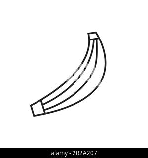 Semplice illustrazione di schizzo della banana nello stile del doodle della linea disegnata a mano. Frutta tropicale nero isolato icona. Illustrazione Vettoriale