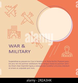 Banner di concetto militare e bellico con spazio per il testo. Illustrazione vettoriale. Illustrazione Vettoriale
