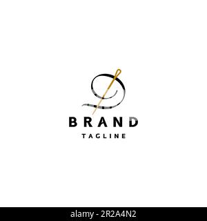 Elegante e classico design con logo Letter D e Needle. Design creativo con lettera D e logo ad ago in stile classico ed elegante. Illustrazione Vettoriale