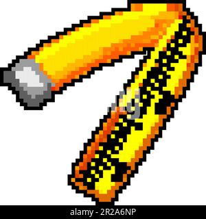 righello giallo metro nastro gioco pixel arte disegno vettoriale Illustrazione Vettoriale