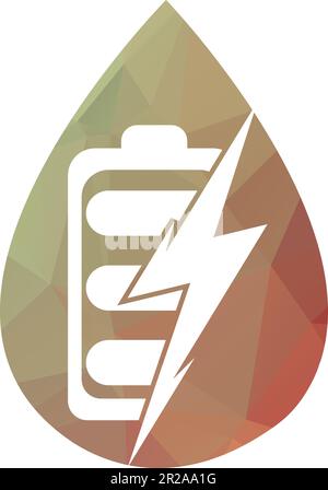 Modello di progettazione del logo della batteria di alimentazione. Logo di ricarica rapida della batteria. Icona con il logo del fulmine e dell'alimentazione a batteria Illustrazione Vettoriale