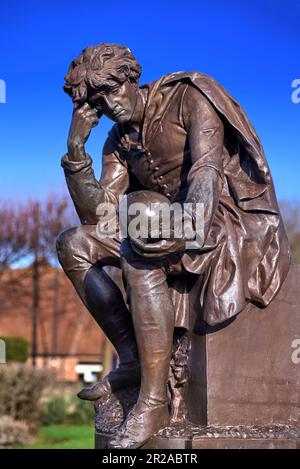 Hamlet statua, Bancroft giardini Stratford upon Avon Inghilterra Regno Unito Foto Stock