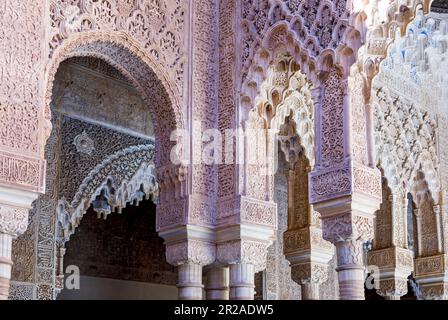 Spagna, Andalusia, Granada, Generallife, palazzo estivo, Dettagli di architettura interna, influenza moresca Foto Stock