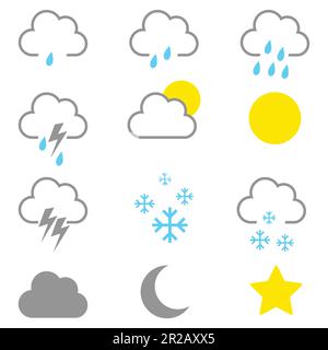 Semplice grafica delle icone meteo Illustrazione Vettoriale
