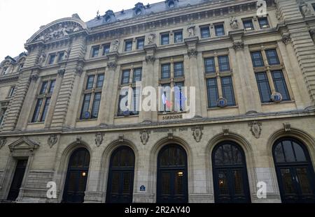 Facciata anteriore della Sorbona - Parigi, Francia Foto Stock