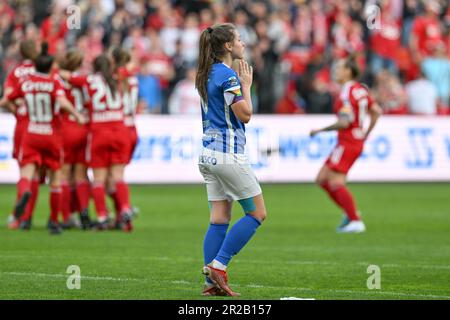 Liegi, Belgio. 18th maggio, 2023. Genk Ladies' Sien Vandersanden sembra sconsolato durante la partita tra Standard Femina de Liege e KRC Genk Ladies, la finale della Coppa Belga, a Liegi, giovedì 18 maggio 2023. BELGA PHOTO DAVID CATRY Credit: Belga News Agency/Alamy Live News Foto Stock