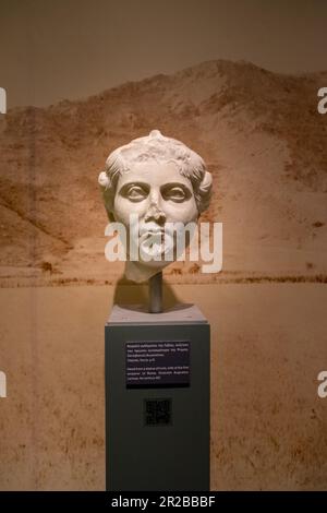 Dirigiti da una statua di Livia, moglie del primo imperatore di Roma Ottaviano Augusto.1st ° secolo d.C. Museo di Larissa, Grecia Foto Stock