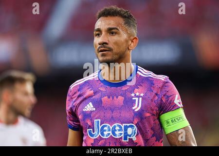 Siviglia, Spagna. 18th maggio, 2023. Danilo della Juventus durante la partita semifinale della UEFA Europa League tra Sevilla FC e Juventus all'Estadio Ramon Sanchez Pizjuan il 18 maggio 2023 a Siviglia, Spagna (Credit Image: © Jose Luis Contreras/DAX via ZUMA Press Wire) SOLO PER USO EDITORIALE! Non per USO commerciale! Foto Stock