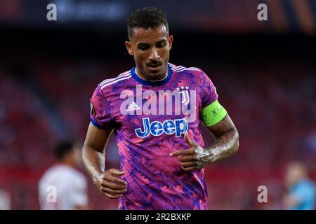 Siviglia, Spagna. 18th maggio, 2023. Danilo della Juventus durante la partita semifinale della UEFA Europa League tra Sevilla FC e Juventus all'Estadio Ramon Sanchez Pizjuan il 18 maggio 2023 a Siviglia, Spagna (Credit Image: © Jose Luis Contreras/DAX via ZUMA Press Wire) SOLO PER USO EDITORIALE! Non per USO commerciale! Foto Stock