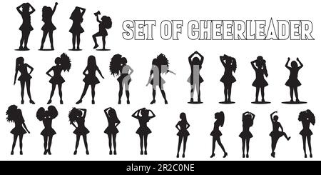 Silhouette di un set di cheerleaders vettoriale illustrazione. Illustrazione Vettoriale
