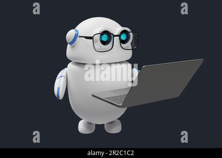 Simpatico personaggio di IA copilot, rendering 3D Foto Stock