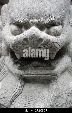 Primo piano della statua del Leone, Suzhou China Foto Stock