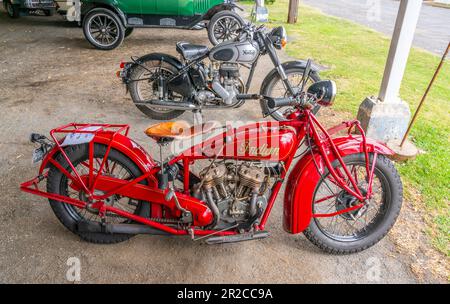 Indian 1929 101 scout 750cc 2 cil sv al Glen Innes car show nel nuovo Galles del Sud Foto Stock