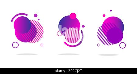 Set di tessere astratte rotonde, icone o forme in colori trendy. Illustrazione Vettoriale