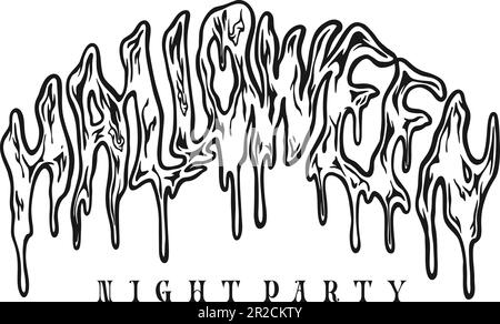 Dripping horror halloween parola scritta tipografia illustrazioni monocromatico vettore illustrazioni per il vostro logo di lavoro, merchandise t-shirt, adesivi e. Illustrazione Vettoriale