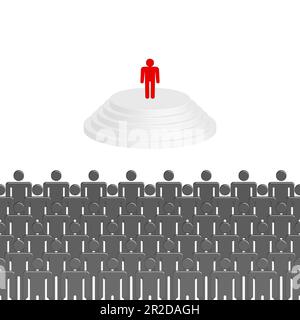 Set di figure per bastone. Concetto di leader e team. Stile 3D, illustrazione vettoriale. Illustrazione Vettoriale