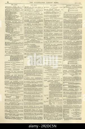 Pagina di annunci in nespaper vittoriani, avvisi, gennaio 1881 Foto Stock