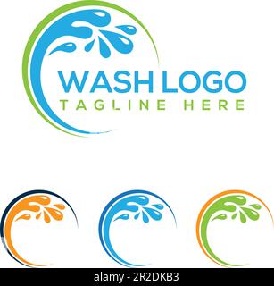 lavaggio e pulizia logo design. Illustrazione Vettoriale