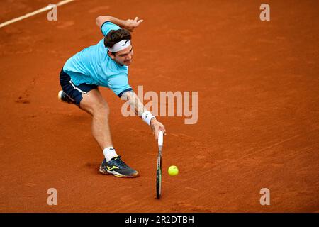 Torino, Italia. 18th maggio, 2023. Italia, Torino 18/05/23 Circolo della Stampa Sporting ATP Challenger 175 quarti di finale Piemonte Open intesa Sanpaolo Thiago Seyboth Wild (Bra) (Foto di Tonello Abozzi/Pacific Press) Credit: Pacific Press Media Production Corp./Alamy Live News Foto Stock