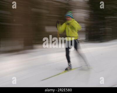 Nordic (sciatore) in azione a Goms, Vallese, Svizzera Foto Stock