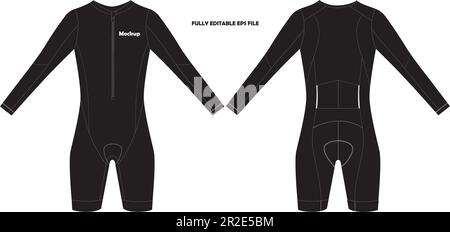 Ciclismo a manica lunga Triathlon Skin suit Mock up Illustrazione Vettoriale