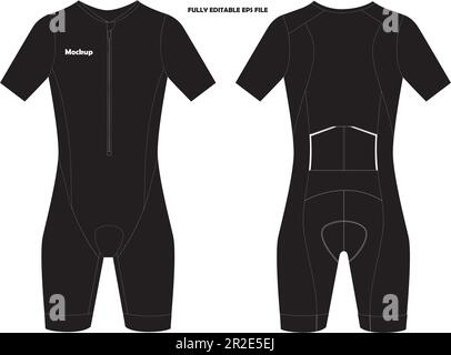 Bicicletta manica corta Triathlon tuta di pelle Mock up Illustrazione Vettoriale