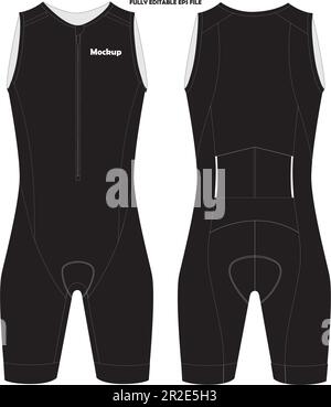 Ciclismo Triathlon senza maniche tuta di pelle Mock up Illustrazione Vettoriale