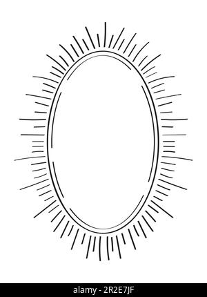 Cornice, specchio in stile disegnato a mano.rettangolo nero vuoto etichetta eleganti schizzi. Delimita il bordo della foto. Cornici delle immagini come graffiti. Illustrazione Vettoriale