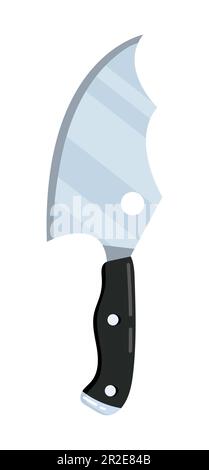 Coltello da cucina vettore. Coltelli professionali da cucina per il taglio di carne, verdure, utensili da cucina per il taglio, lama cuoco per ristoranti, caffè. Illustrazione Vettoriale