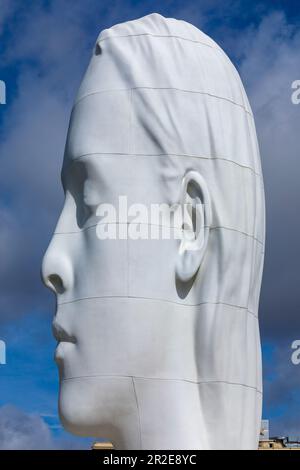 Spagna, Madrid, “Julia”, alta 12 metri, in Plaza de Colon di Madrid, è la scultura di uno dei più grandi artisti spagnoli, Jaume Plensa. Julia è ma Foto Stock