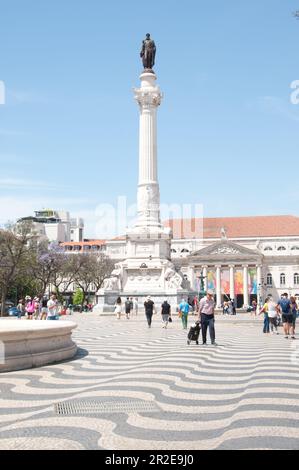 Statua di Don Pedro IV, Rossio Sqaure, Lisbona, Portogallo Foto Stock