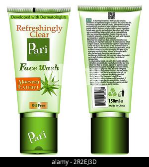 Splendide illustrazioni vettoriali di Face Wash e Face Pack, ideali per la produzione di cosmetici, il branding e gli annunci per qualsiasi azienda e industria cosmetica Illustrazione Vettoriale