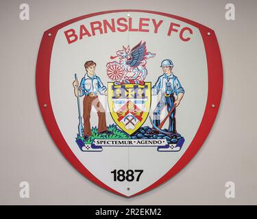 Barnsley FC logo nel tunnel durante la partita di Play-off della Sky Bet League 1 Barnsley vs Bolton Wanderers a Oakwell, Barnsley, Regno Unito, 19th maggio 2023 (Foto di Mark Cosgrove/News Images) Foto Stock