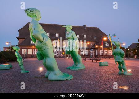 Gigante viaggiante al crepuscolo, Westerland, Sylt, Schleswig-Holstein, Germania Foto Stock