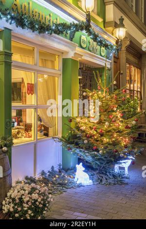 Natale nella Deichstrasse al ristorante Alt Hamburger Aalspeicher, città anseatica di Amburgo, Germania del Nord, Germania, Europa Foto Stock