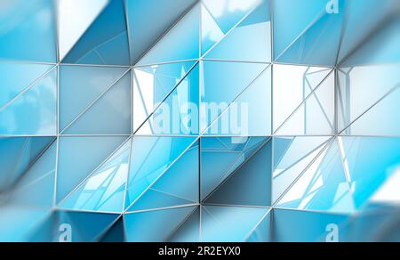 Sfondo astratto di forme geometriche e linee in tonalità blu.3D illustrazione Foto Stock