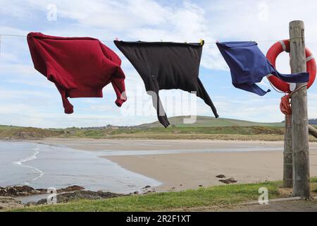 Villaggio di pescatori di Sandend, Murray Coast, Aberdeenshire Foto Stock