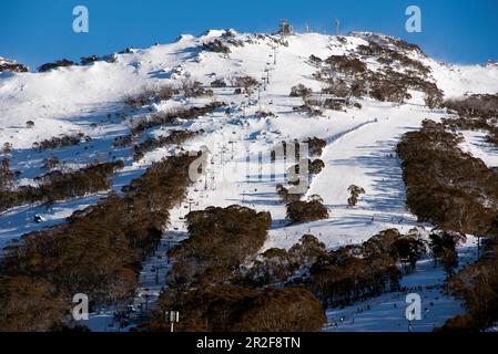 Vista sul comprensorio sciistico di Thredbo, NSW, Australia Foto Stock