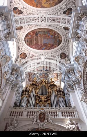 Vista dell'organo di St. Cattedrale di Santo Stefano, Passau, bassa Baviera, Baviera, Germania, Europa Foto Stock