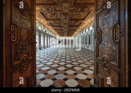 La Sala Spagnola del Castello di Ambras a Innsbruck, Tirolo, Austria Foto Stock