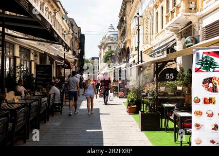 Ristoranti nel centro storico di Bucarest, Romania. Foto Stock