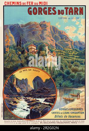 Chemins de Fer du Midi. Gole del Tarn di Clément-Henri Quinton (1851-1920). Poster pubblicato nel 1912 in Francia. Foto Stock