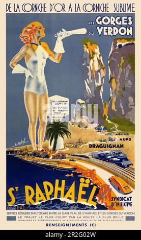 De la Corniche d'Or à la Corniche sublime. Les Gorges du Verdon di E. Desous (date sconosciute). Poster pubblicato negli anni '1930s in Francia. Foto Stock