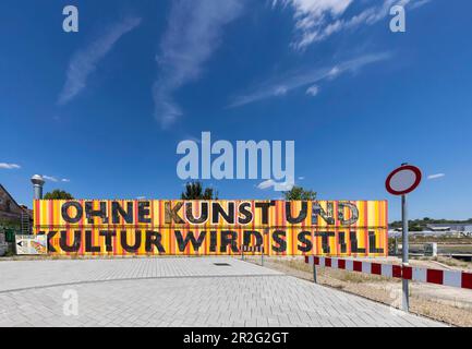 Senza arte e cultura si sta tranquillamente calmo, gli operatori culturali protestano a Kulturinsel, Stoccarda, Baden-Wuerttemberg, Germania Foto Stock