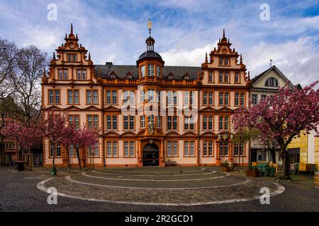 Museo Gutenberg nella Casa dell'Imperatore Romano a Liebfrauenplatz a Magonza, Renania-Palatinato, Germania Foto Stock