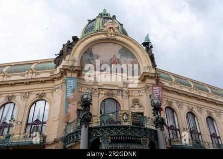 Municipio, Art Nouveau, Praga, Repubblica Ceca Foto Stock