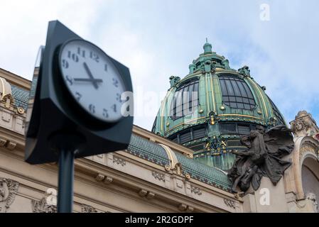 Municipio, cupola, Art Nouveau, Praga, Repubblica Ceca Foto Stock